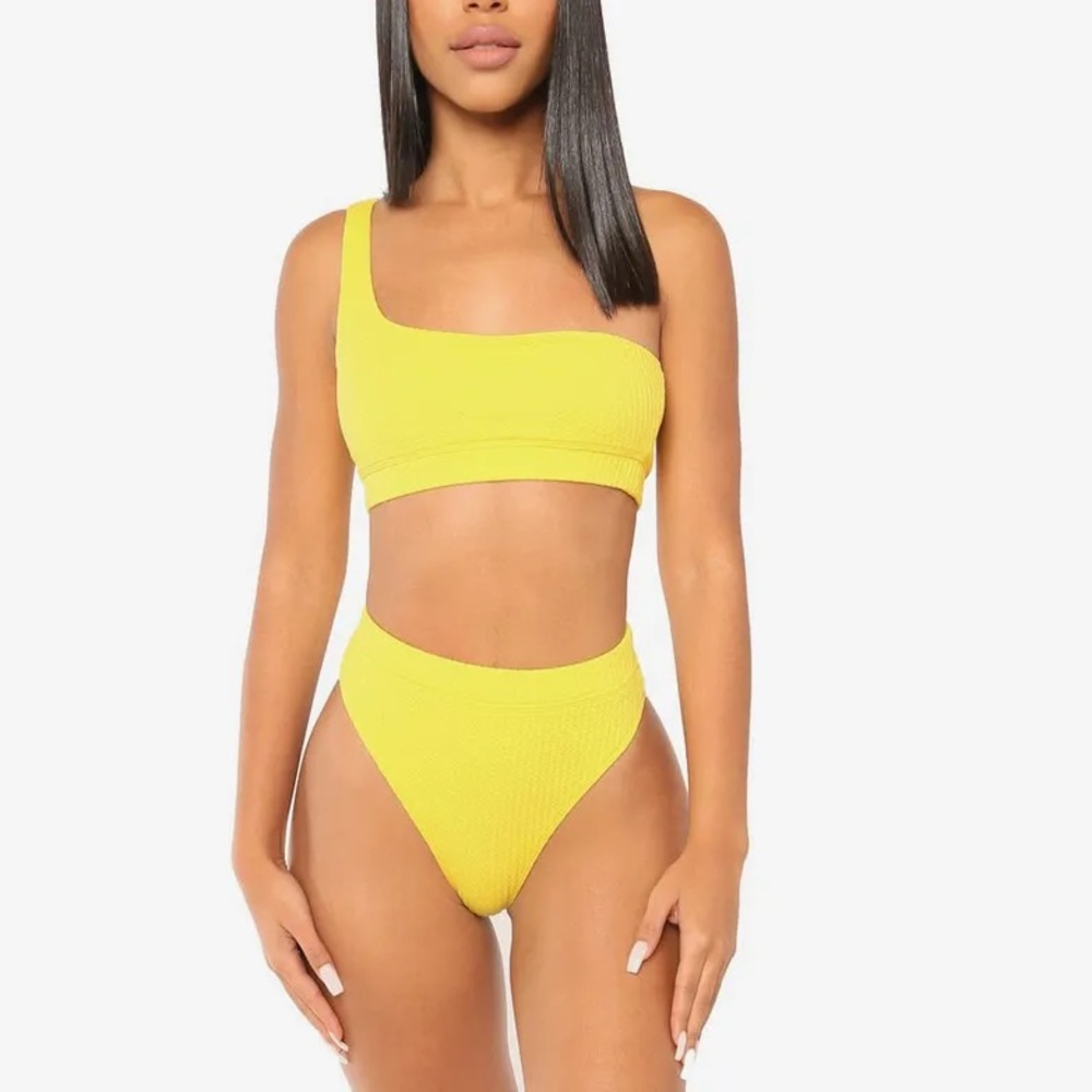 Icon Swim one shoulder high waist yellow bikini